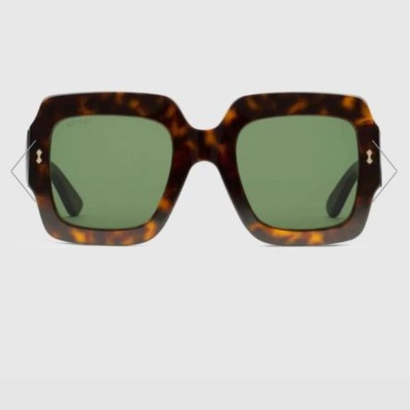 Authentic Gucci Oversized Brown Tortoise Square Sunglasses Glitter Logo + Case Gucci tortoise sunglasses case - Gem main image 4